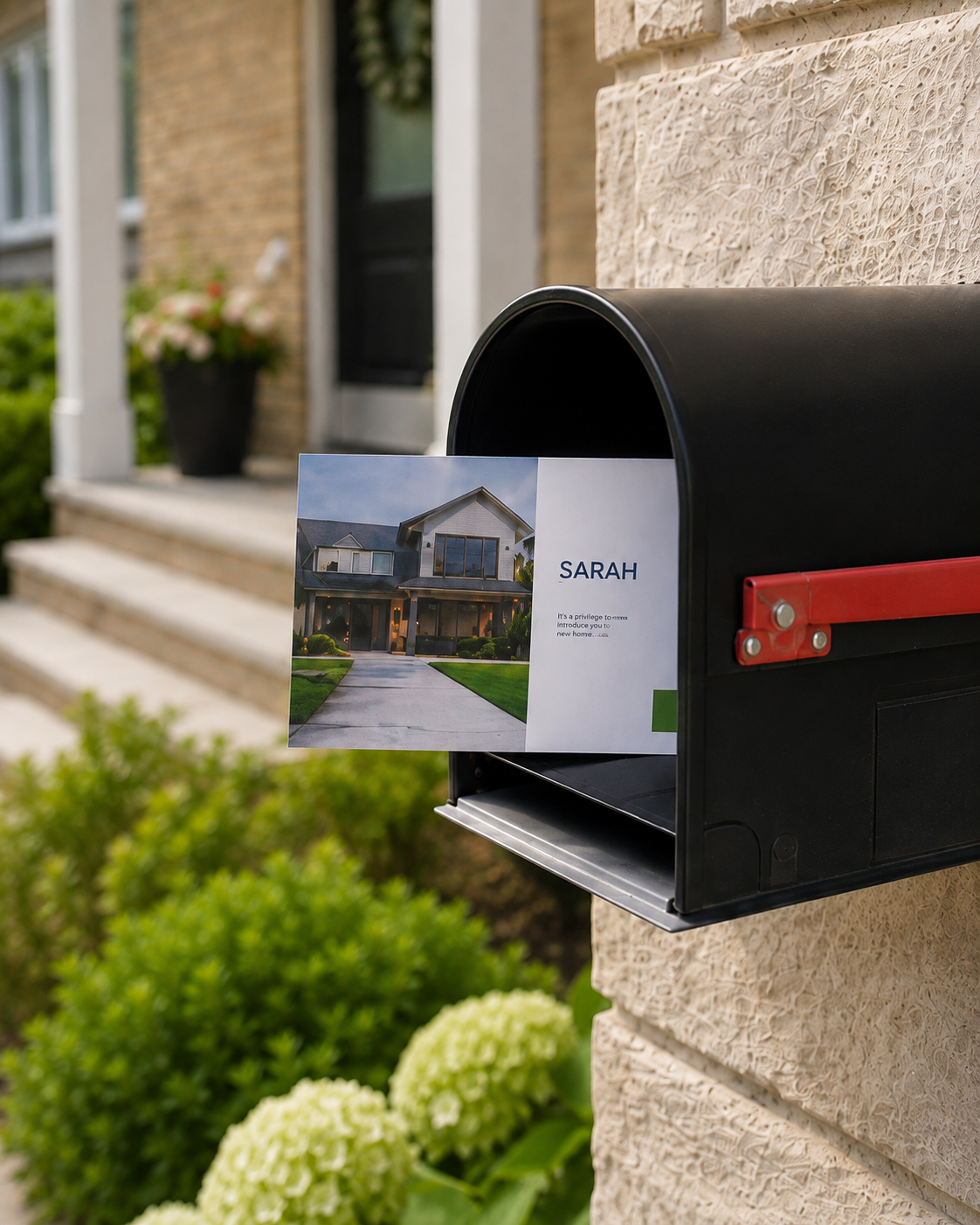 Direct-mail piece being delivered to a customer's home