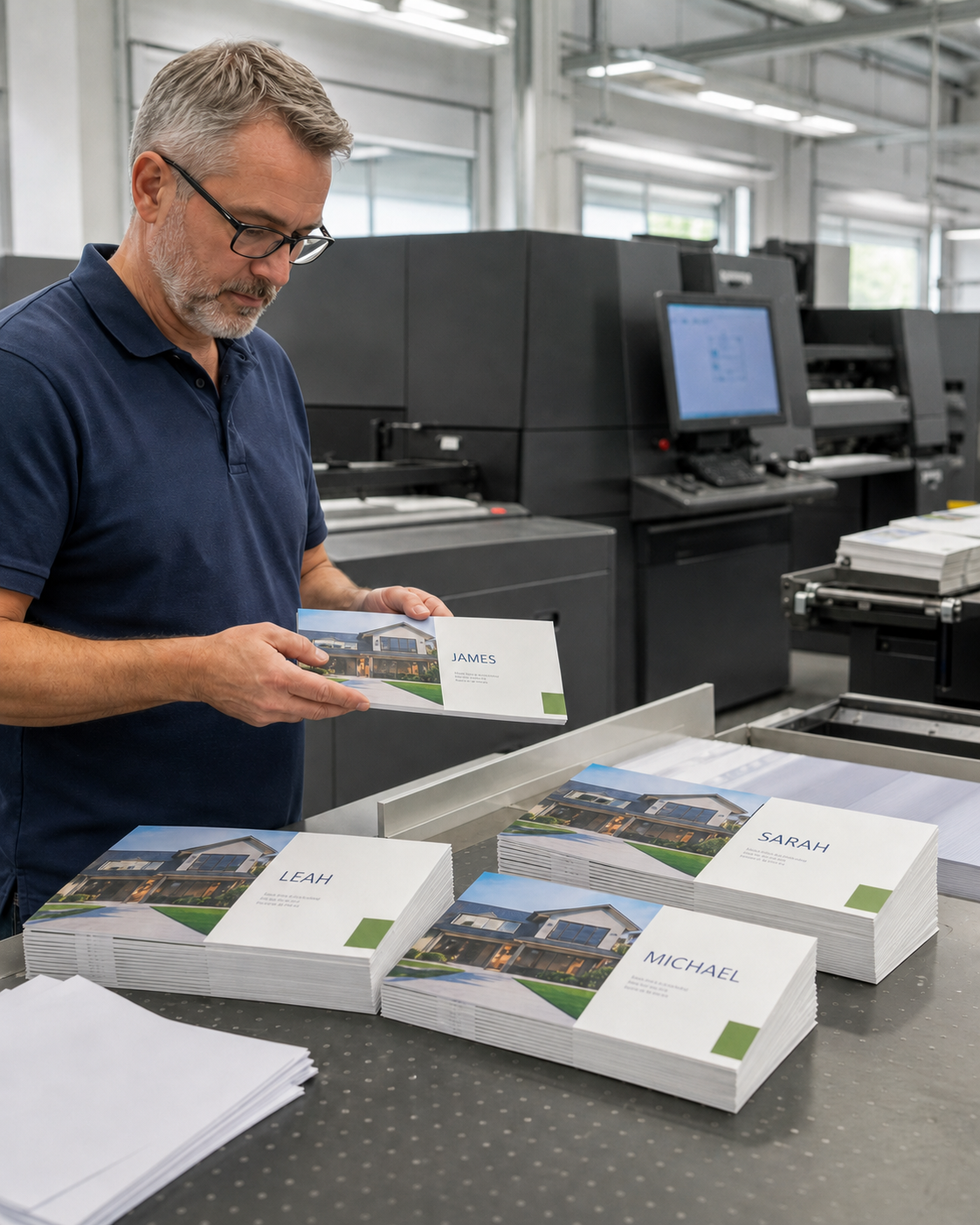 Print shop personalizing a direct-mail campaign